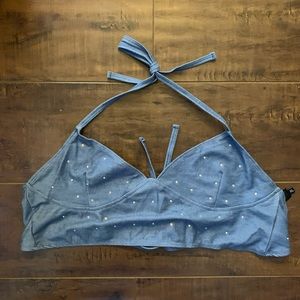 Motel denim bralette with rhinestones NWT